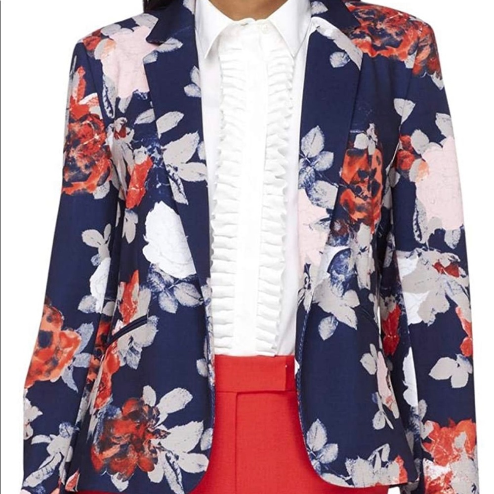 Tahari ASL Floral Printed Jacket Blazer